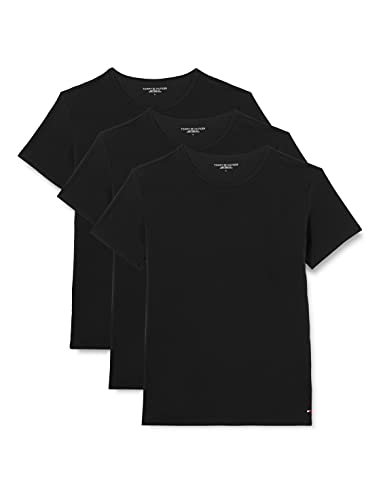 Tommy Hilfiger Herren T-Shirt Kurzarm Rundhalsausschnitt (3er Pack), Schwarz (Black), L von Tommy Hilfiger