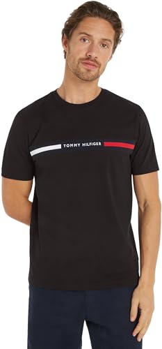 Tommy Hilfiger Herren T-Shirt Kurzarm Rundhalsausschnitt, Schwarz (Black), M von Tommy Hilfiger