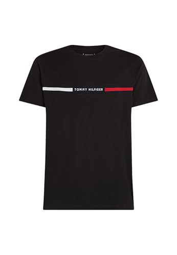 Tommy Hilfiger Herren T-Shirt Kurzarm Rundhalsausschnitt, Schwarz (Black), S von Tommy Hilfiger