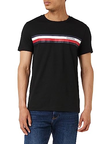 Tommy Hilfiger Herren T-Shirt Kurzarm Rundhalsausschnitt, Schwarz (Black), XS von Tommy Hilfiger