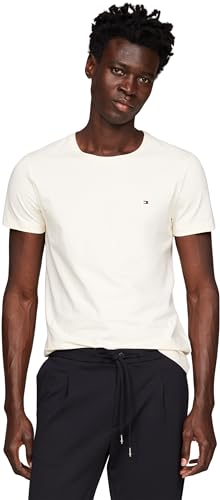 Tommy Hilfiger Herren T-Shirt Kurzarm Rundhalsausschnitt, Weiß (Calico), S von Tommy Hilfiger