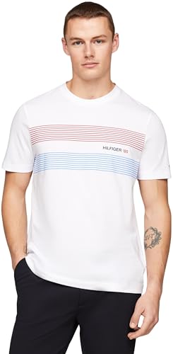 Tommy Hilfiger Herren T-Shirt Kurzarm Rundhalsausschnitt, Weiß (White), L von Tommy Hilfiger