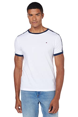 Tommy Hilfiger Herren T-Shirt Kurzarm Rundhalsausschnitt, Weiß (White), L von Tommy Hilfiger