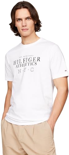 Tommy Hilfiger Herren T-Shirt Kurzarm Rundhalsausschnitt, Weiß (White), M von Tommy Hilfiger