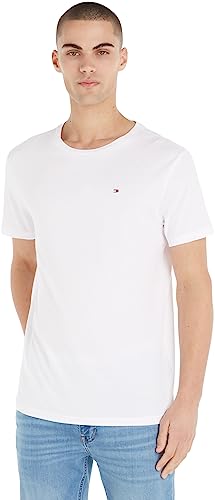 Tommy Hilfiger Herren T-Shirt Kurzarm Rundhalsausschnitt, Weiß (White), M von Tommy Hilfiger