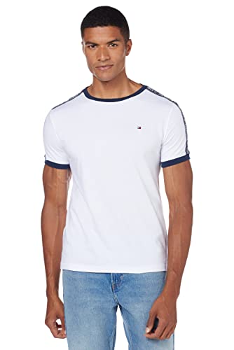 Tommy Hilfiger Herren T-Shirt Kurzarm Rundhalsausschnitt, Weiß (White), S von Tommy Hilfiger