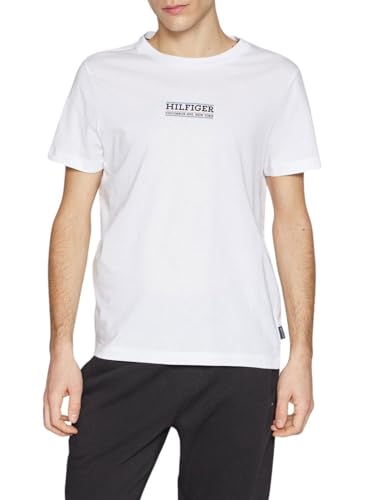 Tommy Hilfiger Herren T-Shirt Kurzarm Rundhalsausschnitt, Weiß (White), XS von Tommy Hilfiger