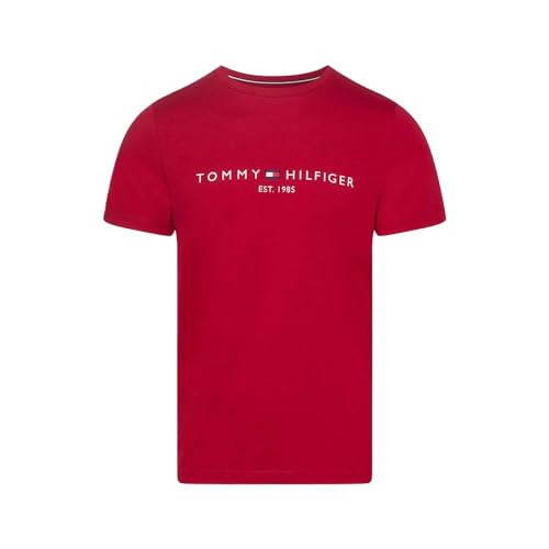 Tommy Hilfiger Herren T-Shirt Kurzarm Slim Fit, Rot (Royal Berry), XXL von Tommy Hilfiger