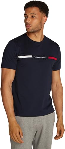 Tommy Hilfiger Herren T-Shirt Kurzarm Rundhalsausschnitt, Blau (Desert Sky), XS von Tommy Hilfiger