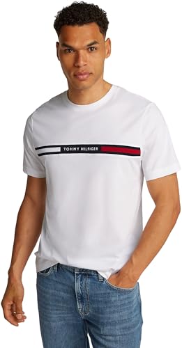 Tommy Hilfiger Herren T-Shirt Kurzarm Rundhalsausschnitt, Weiß (White), XS von Tommy Hilfiger