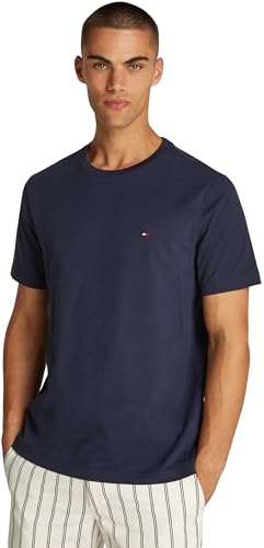 Tommy Hilfiger Herren T-Shirts Kurzarm Essential Regular Fit Rundhalsausschnitt, Blau (Desert Sky), XL von Tommy Hilfiger