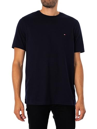 Tommy Hilfiger Herren T-Shirts Kurzarm Essential Regular Fit Rundhalsausschnitt, Blau (Desert Sky), XS von Tommy Hilfiger