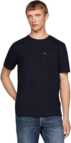 Tommy Hilfiger Herren T-Shirt Kurzarm Essential mit Brusttasche, Blau (Desert Sky), XXL von Tommy Hilfiger