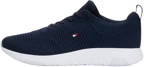 Tommy Hilfiger Herren Runner Sneaker Corporate Knit Rib Runner Sportschuhe, Blau (Desert Sky), 46 von Tommy Hilfiger