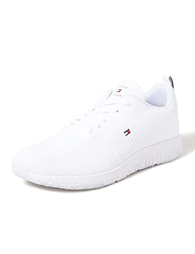 Tommy Hilfiger Herren Sneakers Corporate Knit Rib Runner, Weiß (White), 41 von Tommy Hilfiger