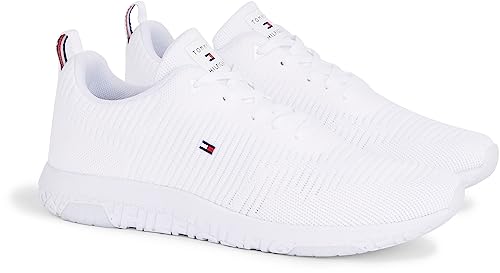 Tommy Hilfiger Herren Sneakers Corporate Knit Rib Runner, Weiß (White), 41 von Tommy Hilfiger