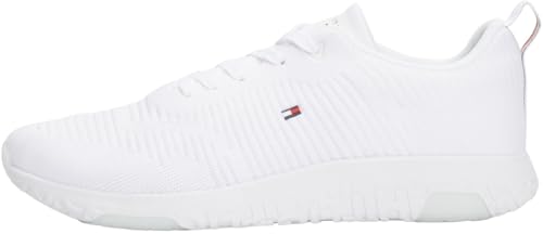 Tommy Hilfiger Herren Runner Sneaker Corporate Knit Rib Runner Sportschuhe, Weiß (White), 42 von Tommy Hilfiger