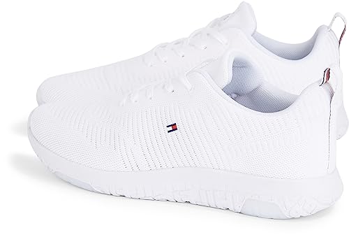 Tommy Hilfiger Herren Runner Sneaker Corporate Knit Rib Runner Sportschuhe, Weiß (White), 43 EU von Tommy Hilfiger