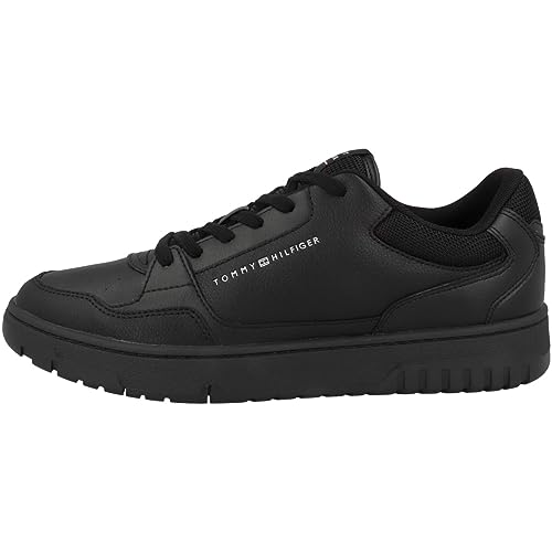 Tommy Hilfiger Herren Cupsole Sneaker Basket Core Leather Schuhe, Schwarz, 40 EU von Tommy Hilfiger