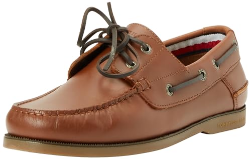 Tommy Hilfiger Herren Boat Schuh TH Boat Shoe Core Leather aus Leder, Braun (Winter Cognac), 42 von Tommy Hilfiger