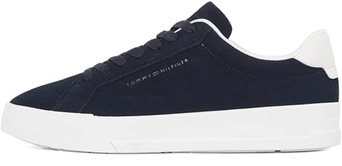 Tommy Hilfiger Herren Court Sneaker Court Better Suede aus Wildleder, Blau (Desert Sky), 44 von Tommy Hilfiger