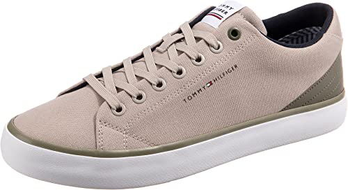 Tommy Hilfiger Herren TH HI Vulc CORE Low Canvas FM0FM04737 Vulkanisierte Sneaker, Beige (Stone), 44 EU von Tommy Hilfiger