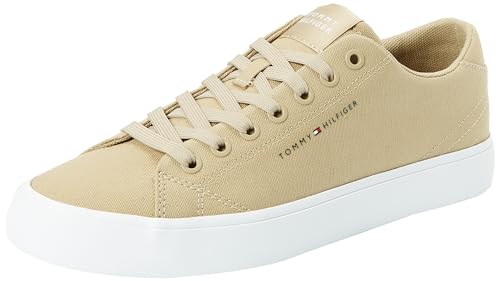 Tommy Hilfiger Herren Vulcanized Sneaker Th Hi Vulc Low Canvas Schuhe, Beige (Beige), 40 von Tommy Hilfiger