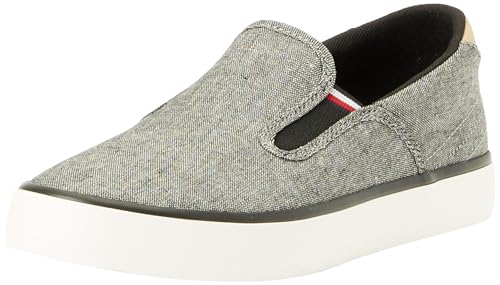 Tommy Hilfiger Herren Sneaker aus Leinen, weiß grau, 40 von Tommy Hilfiger