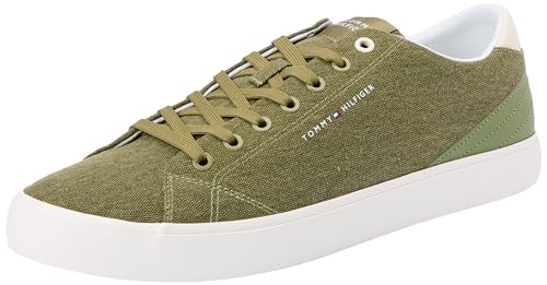 Tommy Hilfiger Herren TH HI Vulc Low Summer CVS FM0FM05056 Vulkanisierte Sneaker, Grün (Mash Green), 41 EU von Tommy Hilfiger