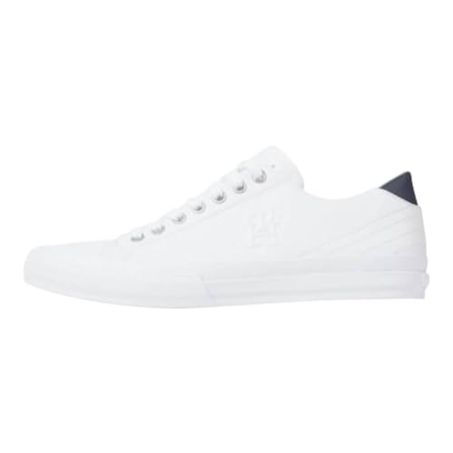 Tommy Hilfiger Herren TH HI Vulc Street Low LTH ESS FM0FM04896 Vulkanisierte Sneaker, Weiß (White), 49 EU von Tommy Hilfiger