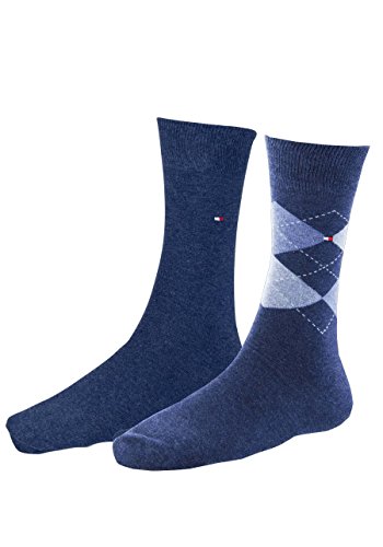 Tommy Hilfiger Herren Socken TH MEN CHECK, 2er Pack, Gr. 43/46, Blau (jeans 356) von Tommy Hilfiger