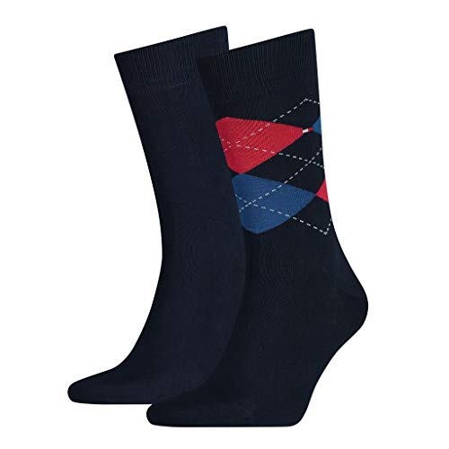 Tommy Hilfiger Herren TH Men Check 2P Socken, Blau (Tommy Original 085), 43-46 (2er Pack) von Tommy Hilfiger