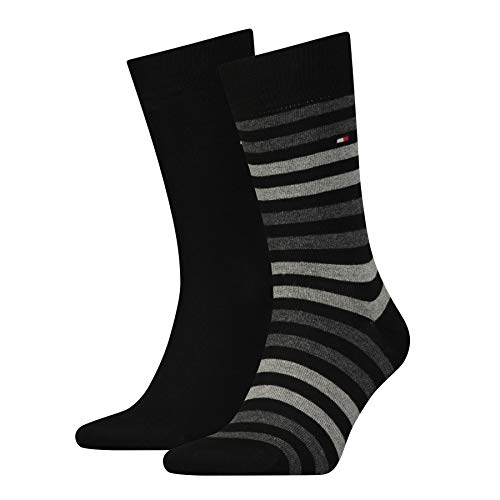 Tommy Hilfiger Herren Socken TH MEN DUO STRIPE SOCK 2P 472001001, 2er Pack, Gr. 39/42, Schwarz (Black 200) von Tommy Hilfiger