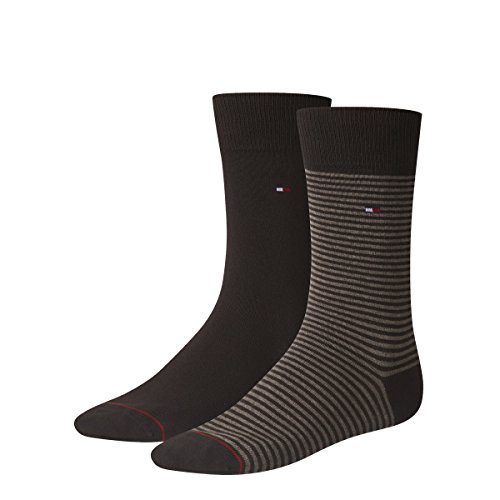 Tommy Hilfiger Herren TH Men SMALL Stripe 2P Socken, Braun (Kensington Brown), 39-42 (2er Pack) von Tommy Hilfiger