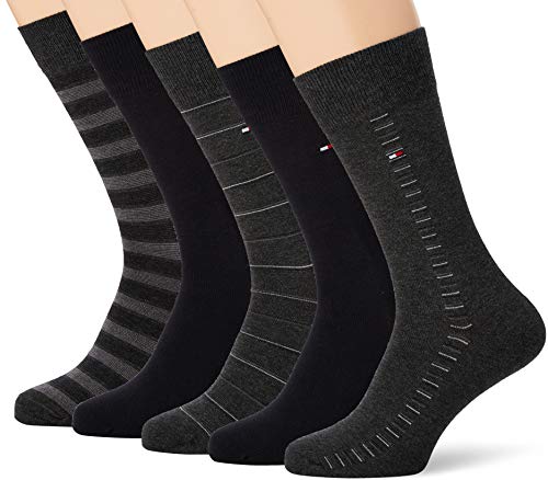 Tommy Hilfiger Herren TH Men Sharp Stripes GIFTBOX 5P Socken, Mehrfarbig (Black 200), 39/42 (Herstellergröße: 039) (5erPack) von Tommy Hilfiger