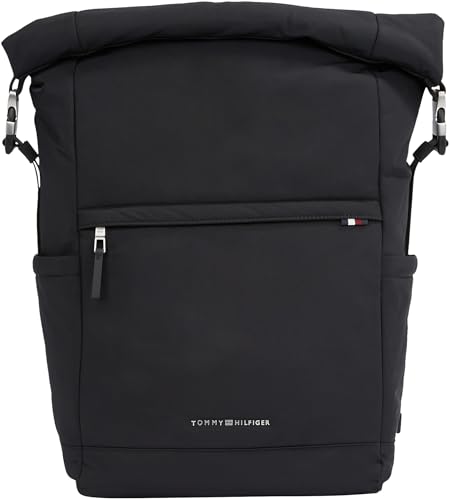 Tommy Hilfiger Herren Rucksack Rolltop Backpack Handgepäck, Schwarz (Black), Einheitsgröße von Tommy Hilfiger