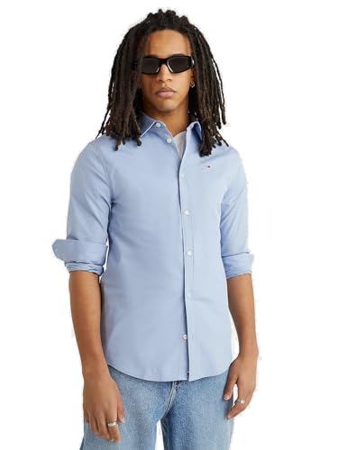 Tommy Jeans Herren TJM ORIGINAL Stretch Shirt DM0DM04405 Langarmhemden/Gewebte Oberteile, Blau, 3XL Plus Tall von Tommy Jeans