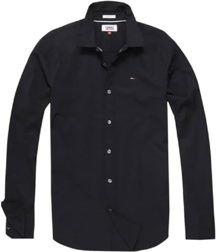 Tommy Jeans Herren TJM ORIGINAL Stretch Shirt DM0DM04405 Langarmhemden/Gewebte Oberteile, Schwarz, XXS von Tommy Jeans