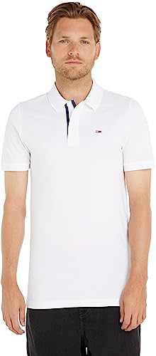 Tommy Jeans Herren Poloshirt Kurzarm TJM Slim Slim Fit, Weiß (White), XS von Tommy Jeans