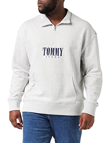 Tommy Jeans Herren TJM Rlxd Authentic Half Zip DM0DM15021 Halber Reißverschluss, Grau, M von Tommy Jeans