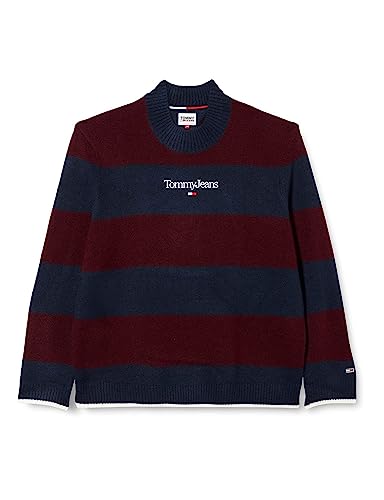 Tommy Jeans Herren TJM Rlxd Serif Stripe Sweater DM0DM15154 Pullover, Lila, XL von Tommy Jeans