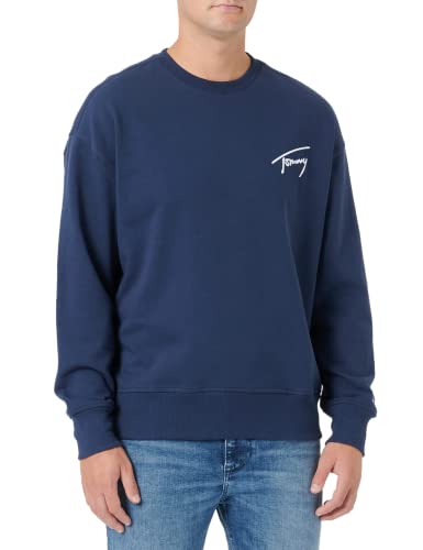 Tommy Jeans Herren TJM Tommy Signature Crew DM0DM15206 Sweatshirts, Blau, L von Tommy Jeans