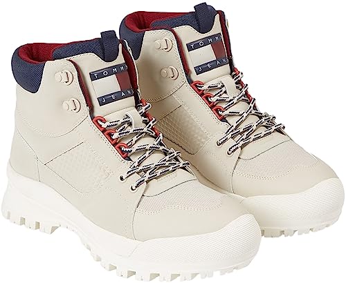 Tommy Jeans Herren Mid Boot Stiefel Urbans zum Schnüren, Elfenbein (Vintage Corporate), 40 von Tommy Jeans