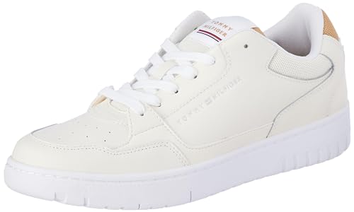 Tommy Hilfiger Herren Cupsole Sneaker Basket Core Leather Schuhe, Elfenbein (Whisper White), 40 von Tommy Hilfiger