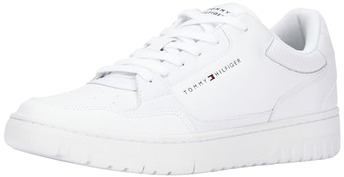 Tommy Hilfiger Herren Cupsole Sneaker Basket Core Leather Schuhe, Weiß (White), 44 EU von Tommy Hilfiger