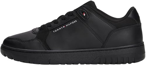 Tommy Hilfiger Herren Basketball Sneaker aus Leder, Schwarz (Black), 43 von Tommy Hilfiger