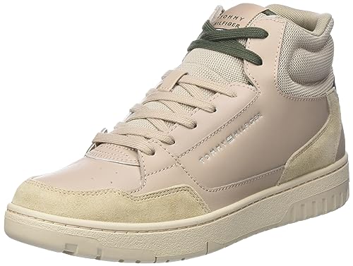 Tommy Hilfiger Herren Cupsole Sneaker Basket Core Midcut Schuhe, Beige (Cashmere Creme), 40 von Tommy Hilfiger