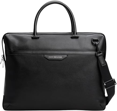 Tommy Hilfiger Herren Laptoptasche Business aus Leder, Schwarz (Black), Einheitsgröße von Tommy Hilfiger