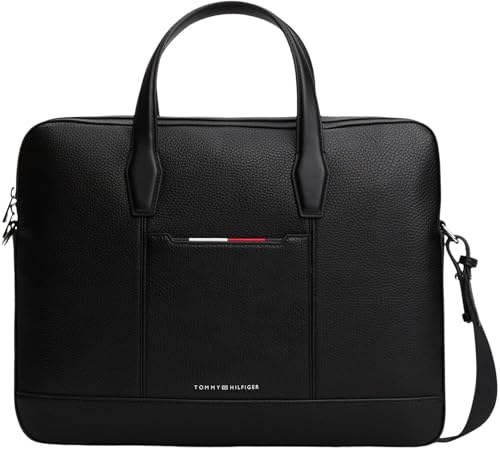 Tommy Hilfiger Herren Laptoptasche Central Slim Genarbtes Finish, Schwarz (Black), Einheitsgröße von Tommy Hilfiger