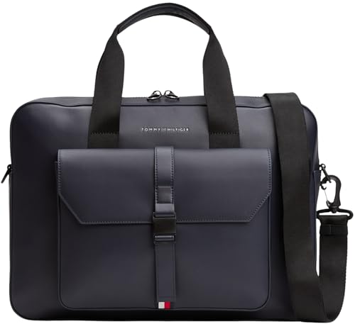 Tommy Hilfiger Herren Th Foundation Computer Bag Am0am13478 Computertasche, Blue (Space Blue) von Tommy Hilfiger